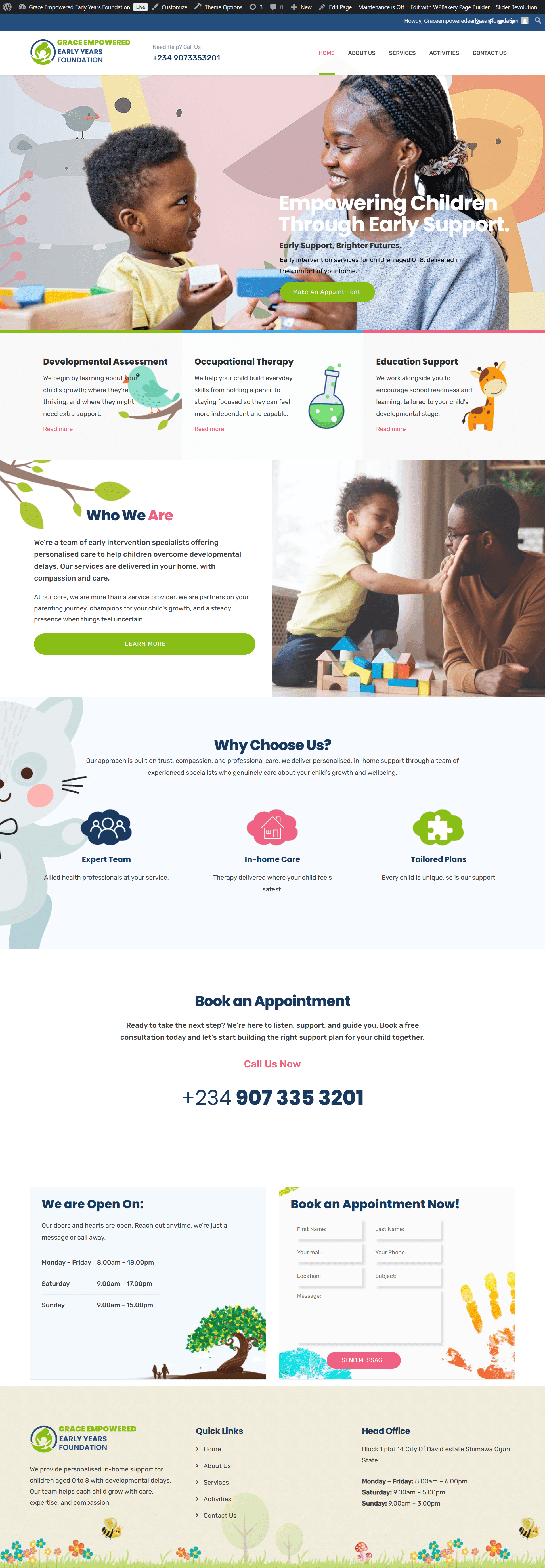 NGO Grace Empowered — Education website by our UK web design agency