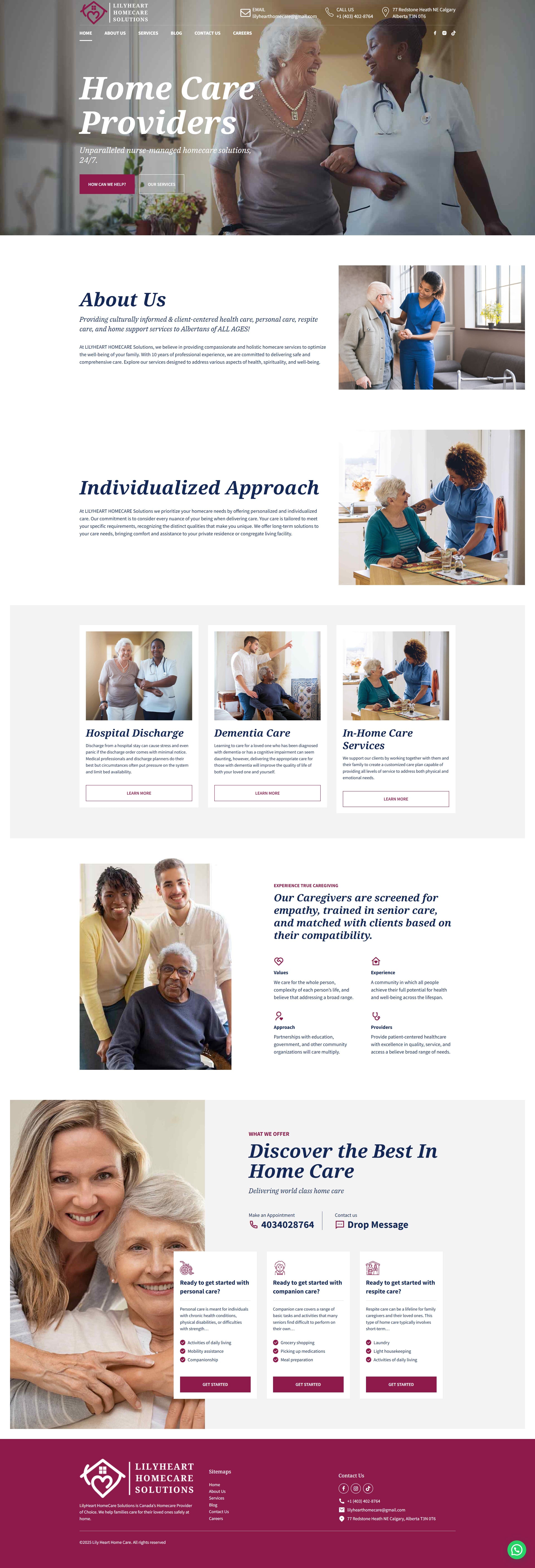 Lily Heart Home Care — Healthcare website by our UK web design agency
